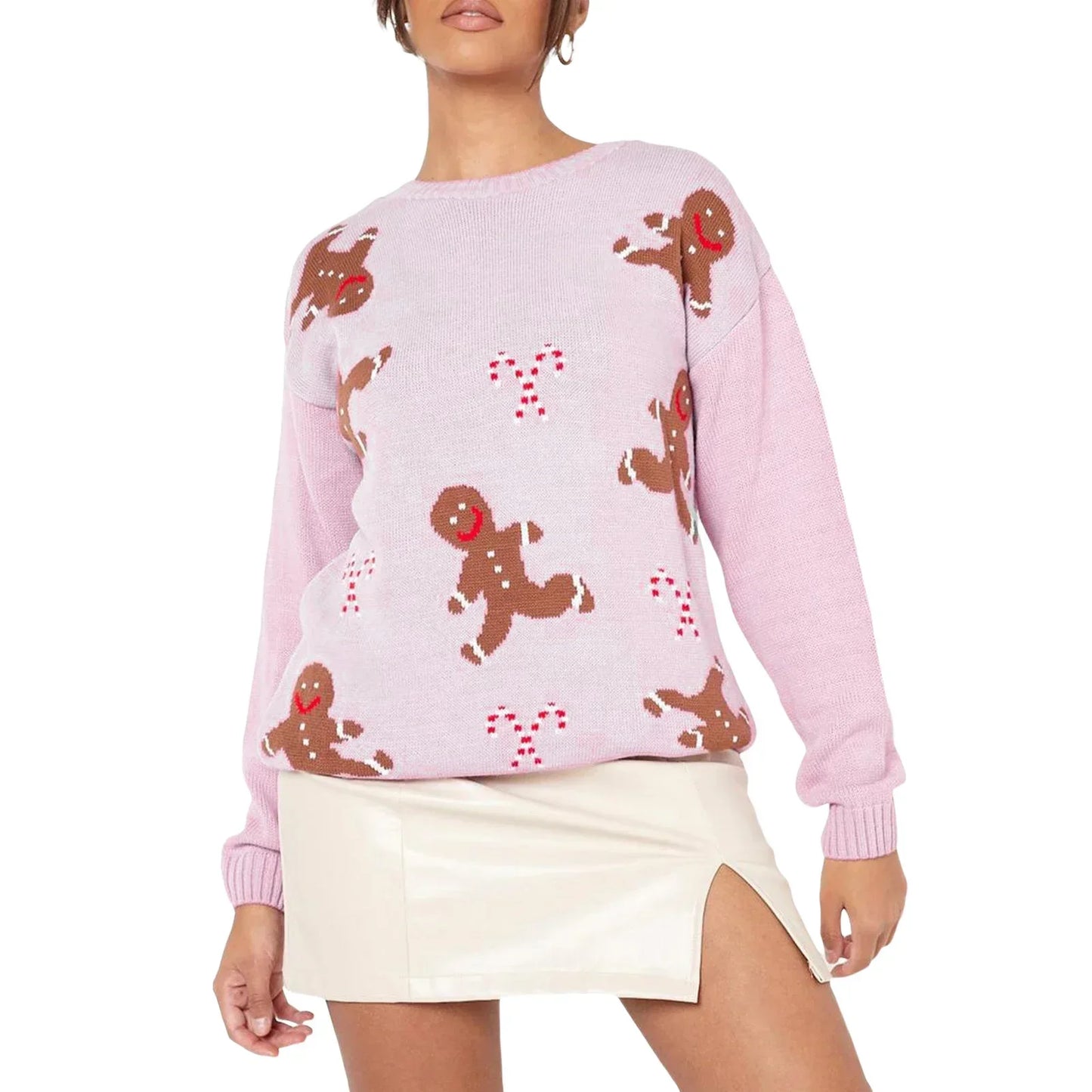 Marta | Jersey holgado con estampado de pan de jengibre para mujer