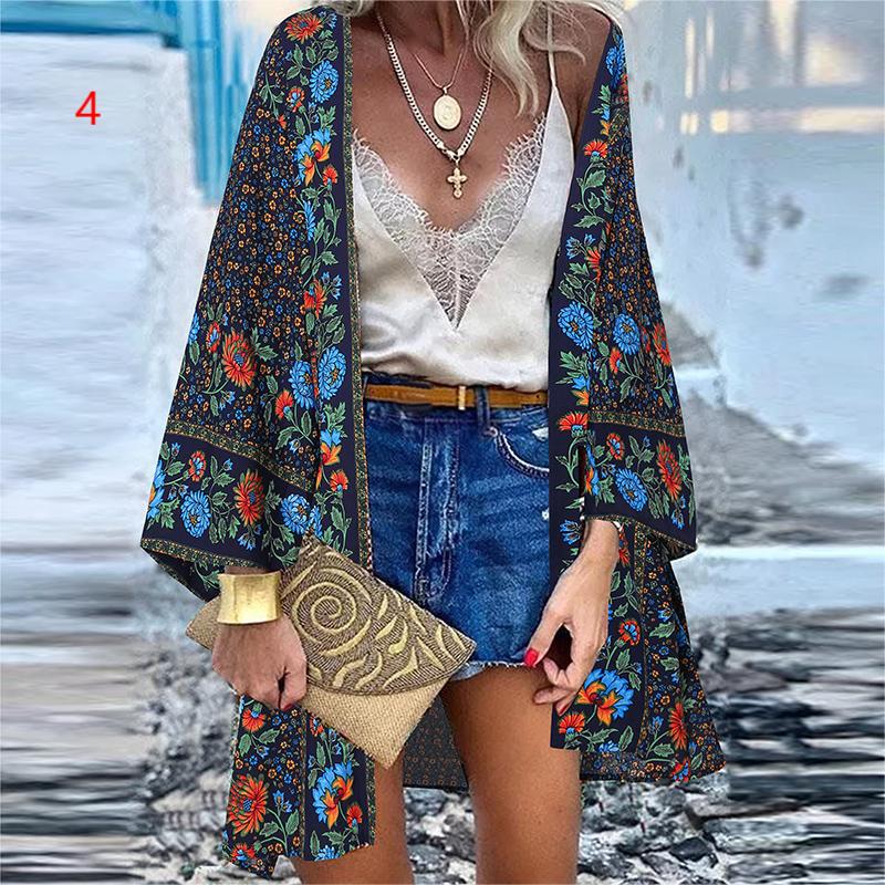 Bohemian Floral Blusa Casual Loose Beach