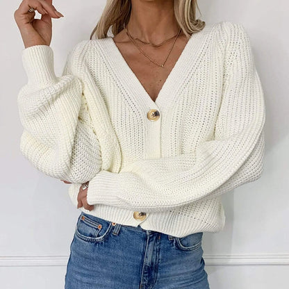 Samantha - cálido jersey de punto con cuello de pico