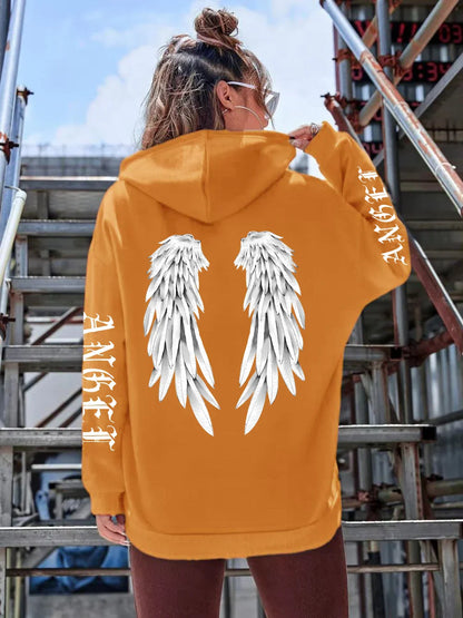 Heidi | Sudadera holgada con capucha y estampado de alas para mujer