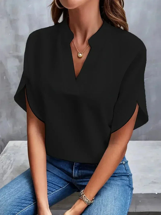 Lis - Lujo Mujer Elegante Blusa de gasa de seda