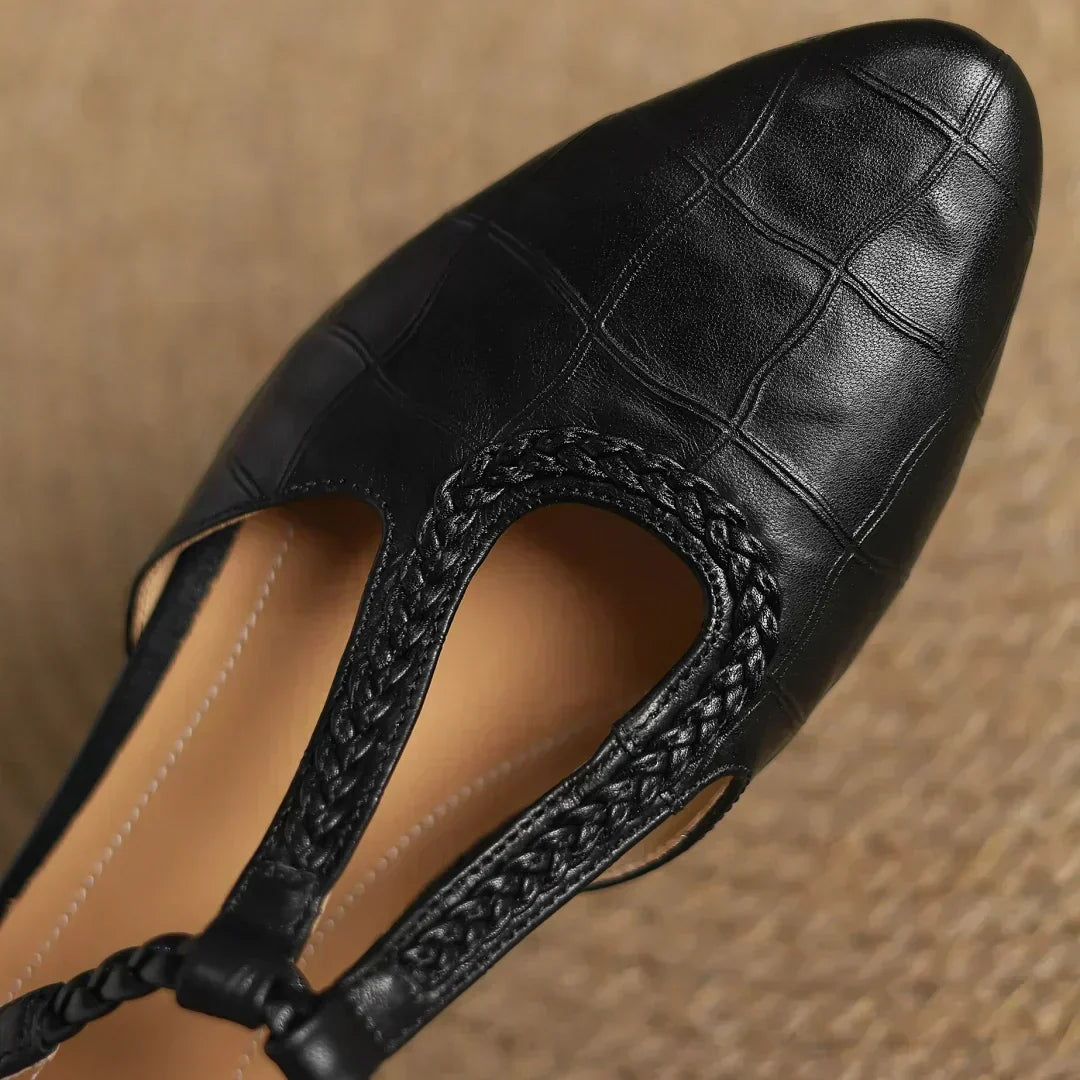 Damskie Baleriny T-Strap Szpic Płaskie
