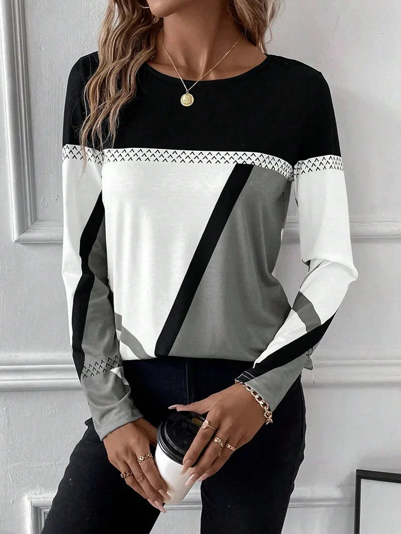 Noémie | Jersey de manga larga y cuello redondo con estampado geométrico