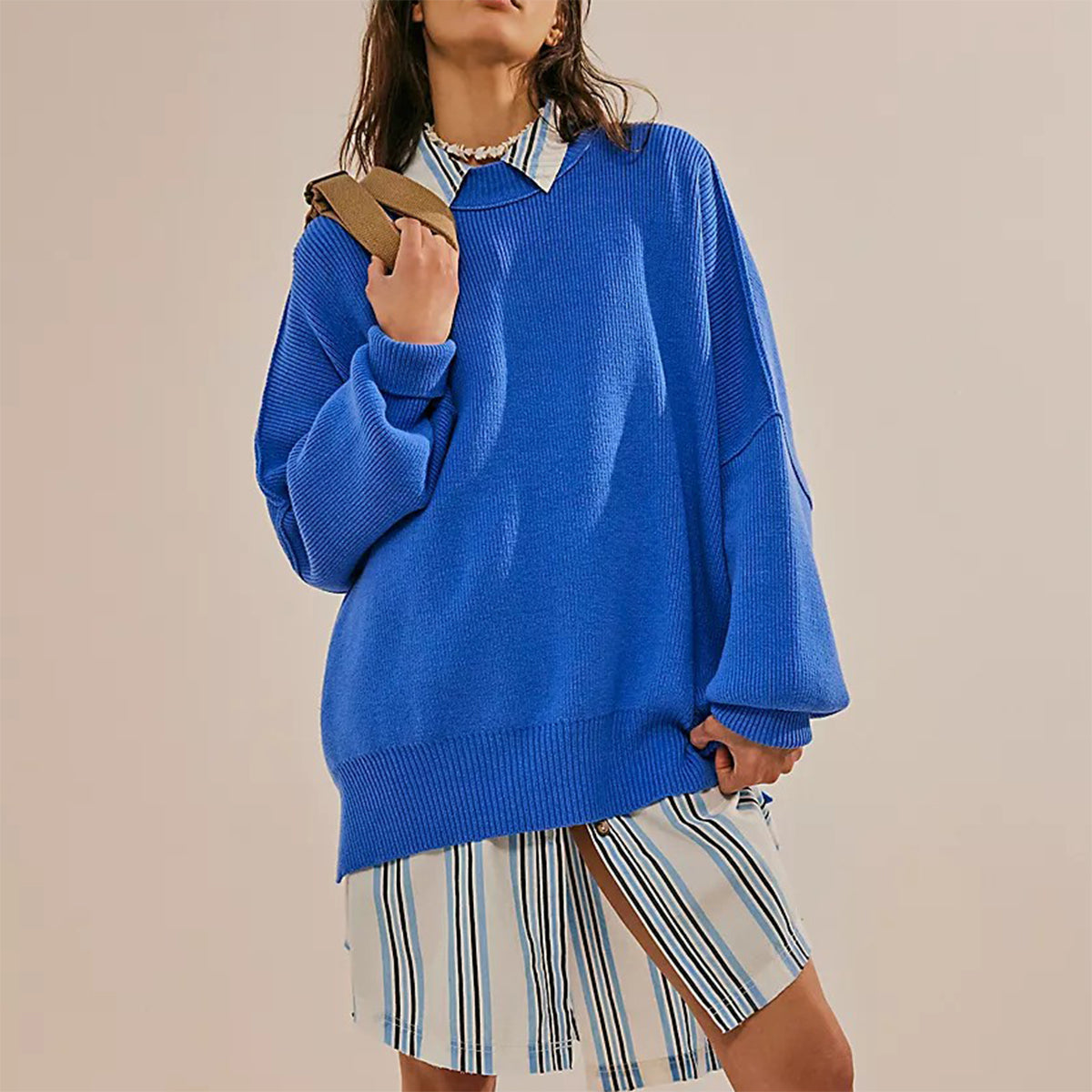 Fayette | Elegante jersey rojo de mujer de manga larga y cuello redondo