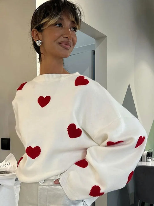 Jersey Love de mujer con cuello redondo bordado
