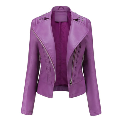 Elegante chaqueta de cuero slim | Doutzen