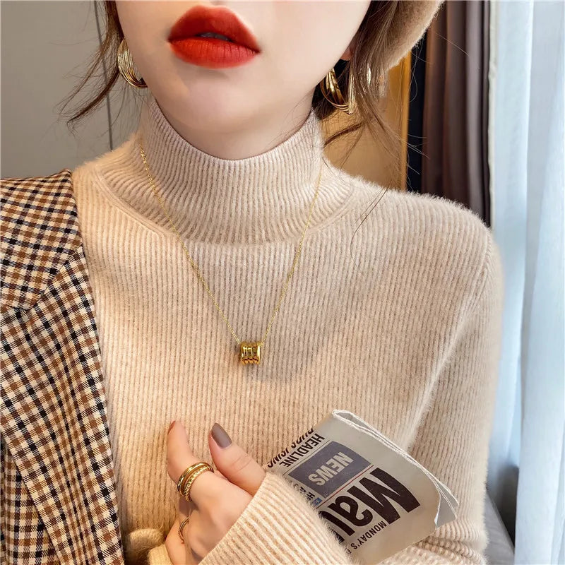 Danielle - cálido jersey de punto de cuello alto