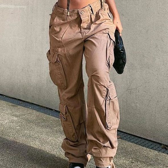 Zibiah - Pantalones cargo con bolsillos para mujer