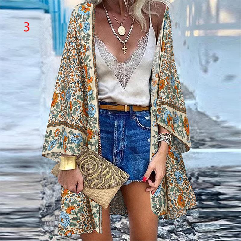 Bohemian Floral Blusa Casual Loose Beach