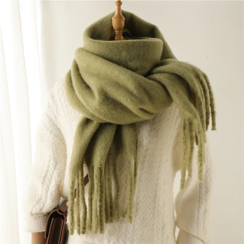 Velucci | Cashmere Bufanda de invierno caliente con borlas grandes