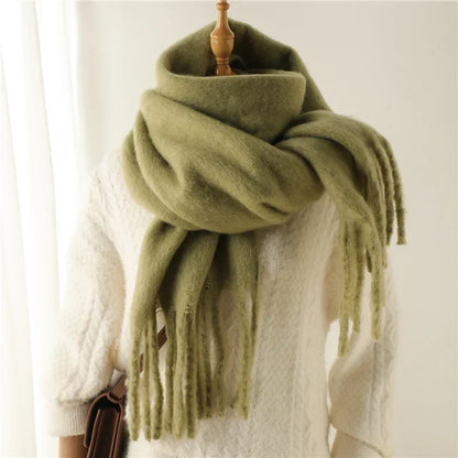 Velucci | Cashmere Bufanda de invierno caliente con borlas grandes
