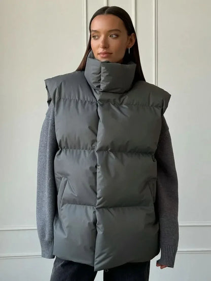 Chaleco de invierno cálido y grueso - aislante, elegante y acogedor para mujer