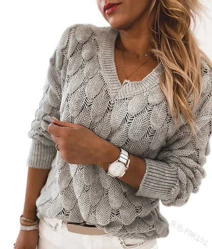 Raina - jersey chic de punto con cuello de pico