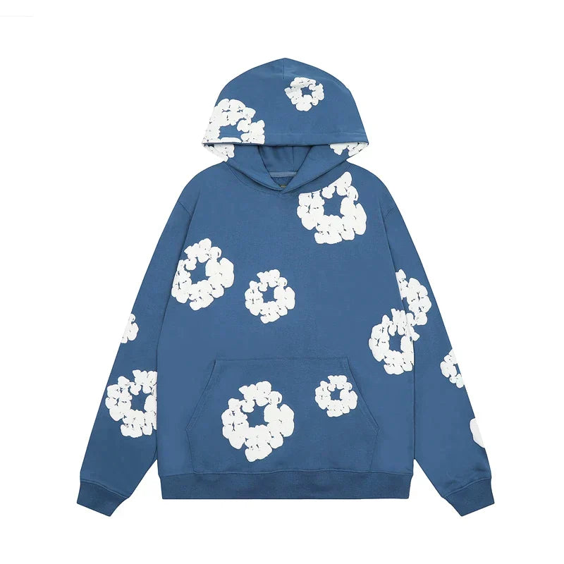Declan | Sudadera vaquera con capucha y estampado floral