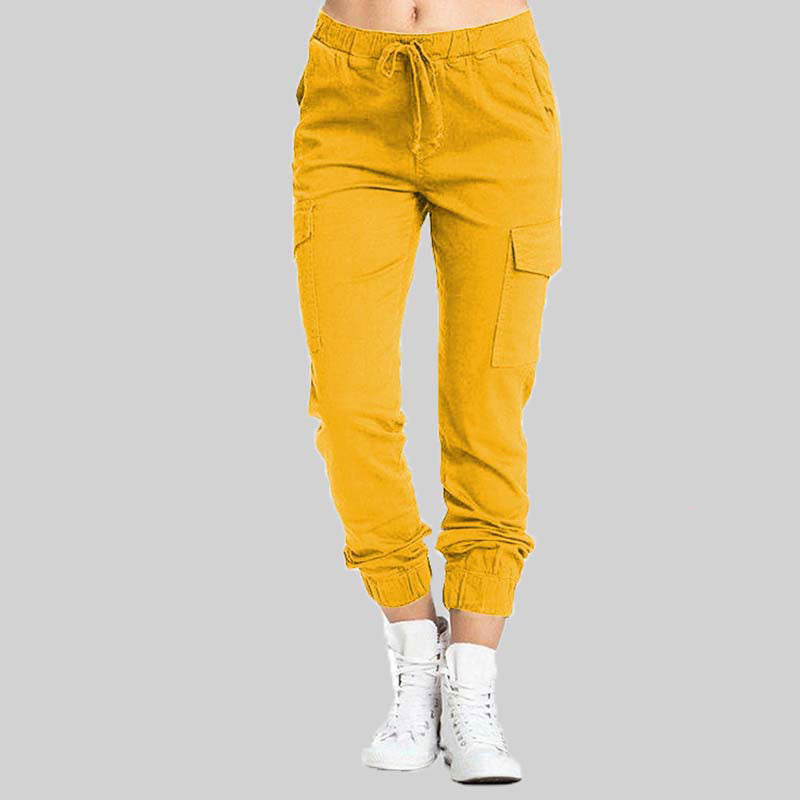 Pantalones casuales con bolsillos para mujer