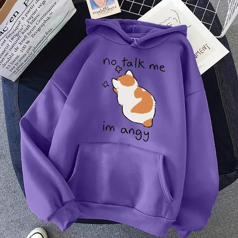 Grethe | Sudadera oversize con capucha y estampado de gatos para mujer