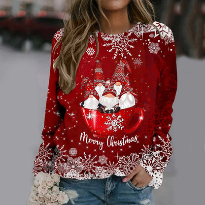 Zorana | Cálido jersey con escote redondo y estampado Merry Christmas para mujer