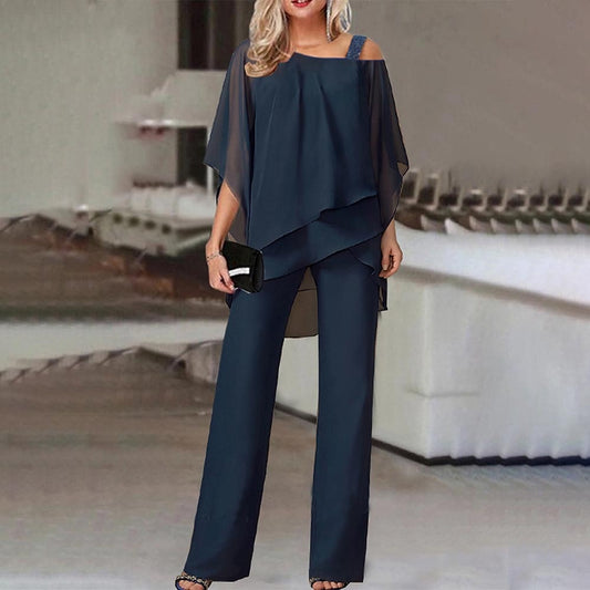 Elegante conjunto de dos piezas con hombros fríos para mujer
