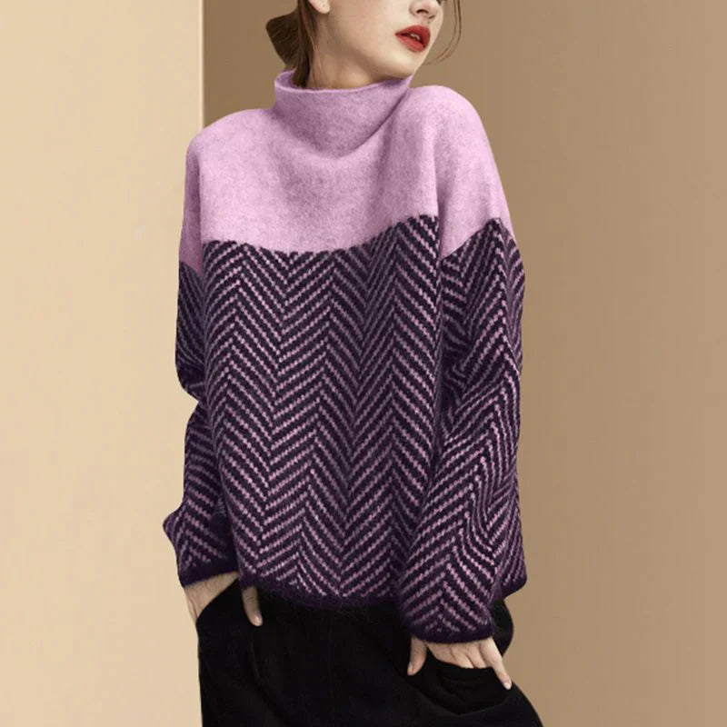 Jersey con cuello alto y dibujo de espiga