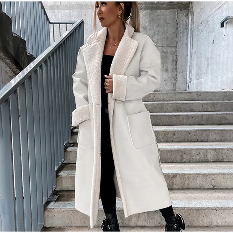 Chaqueta larga de cuero con pelo