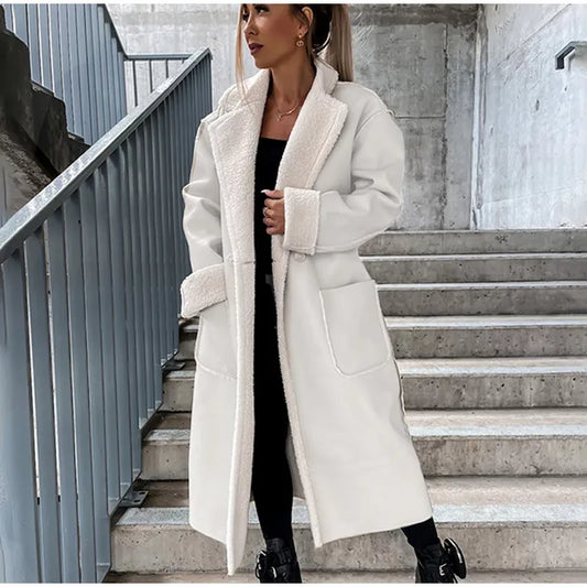 Chaqueta larga de cuero con pelo