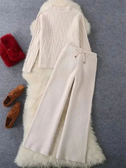 Clio - Conjunto de dos piezas de punto de alta calidad para mujer