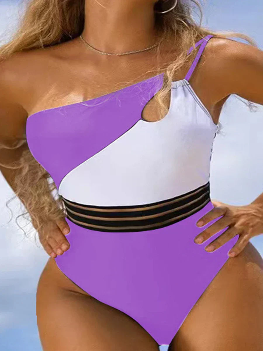 Bikini bañador para mujer tela panel patchwork body