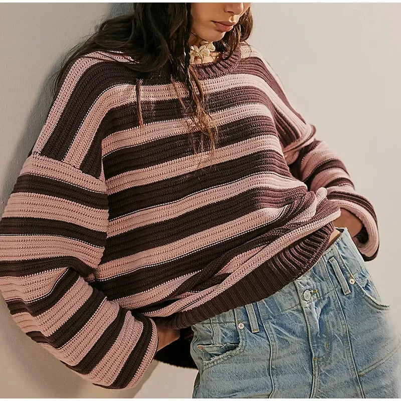 Madeleine | Suéter de rayas estampado de manga larga
