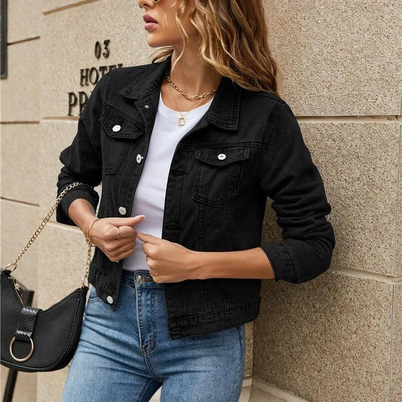 Chaqueta vaquera para mujer | Moderna | Denim resistente con cierre de botones y bolsillos en el pecho | Perfecta para conjuntos informales