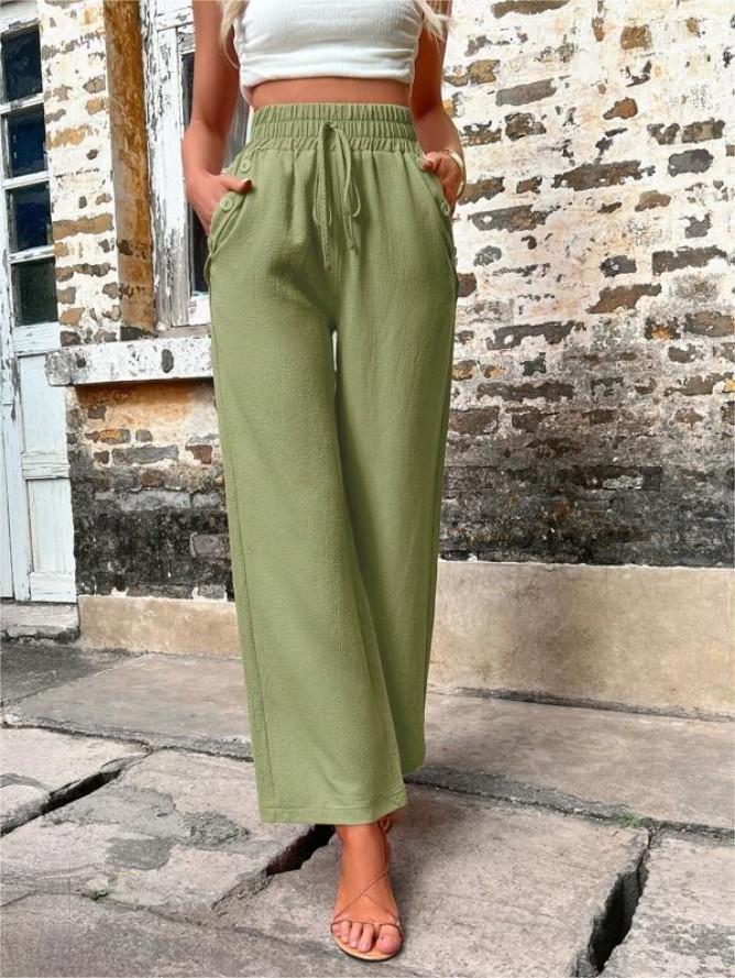 Karely - Pantalones de cintura alta holgados