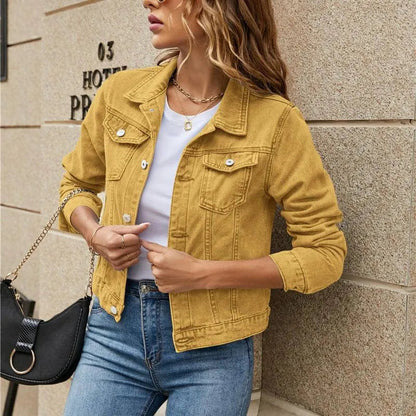 Chaqueta vaquera para mujer | Moderna | Denim resistente con cierre de botones y bolsillos en el pecho | Perfecta para conjuntos informales