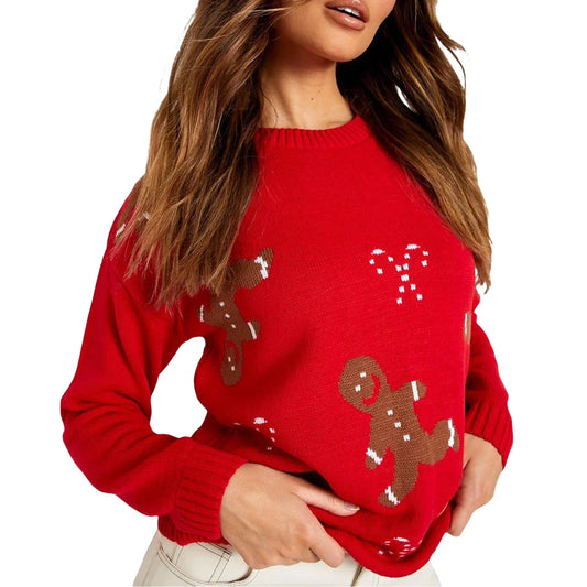 Marta | Jersey holgado con estampado de pan de jengibre para mujer
