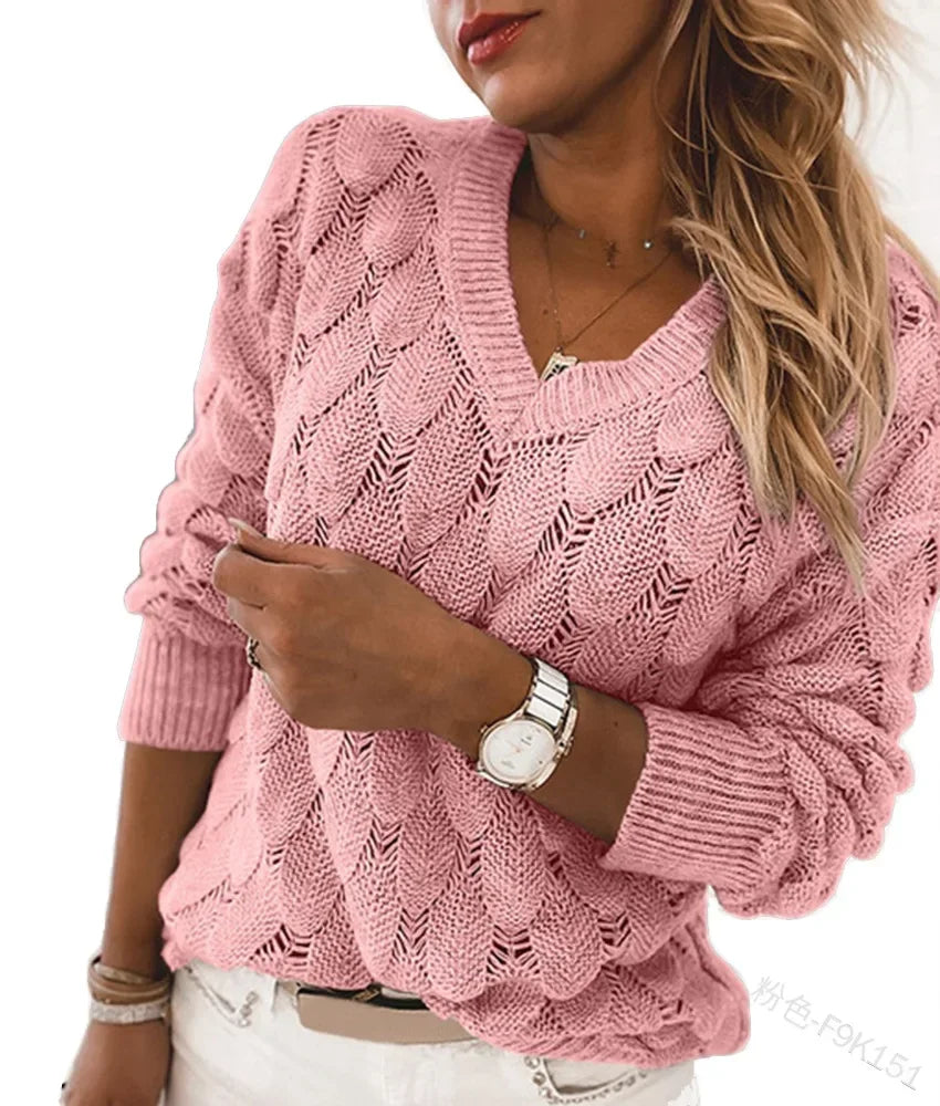 Raina - jersey chic de punto con cuello de pico