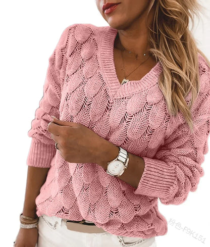 Raina - jersey chic de punto con cuello de pico