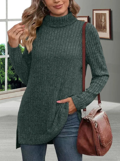 Raelyn - cálido jersey de cuello alto a rayas