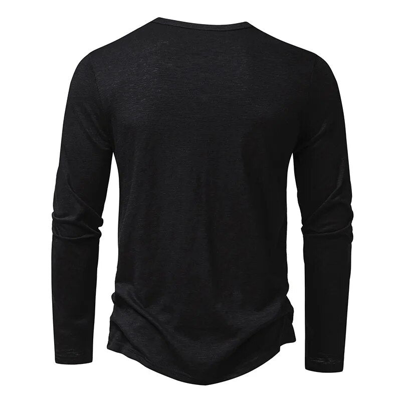 Męska Koszulka Henley Z Długim Rękawem