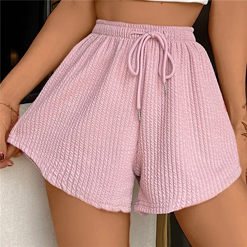 Pantalones cortos con cordón y perneras anchas