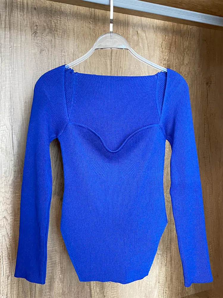 Top de punto elástico para mujer
