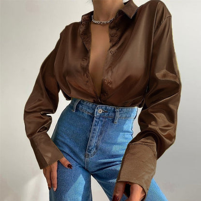 WijnandasBlusa I Blusa De Raso Para Mujer