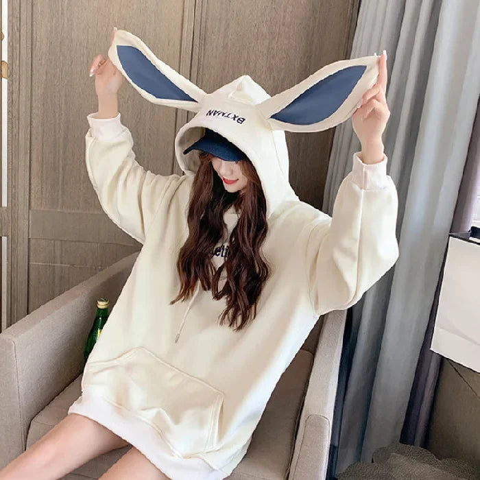 Felicity | Chaqueta con capucha de forro polar grueso y orejas de conejo para mujer