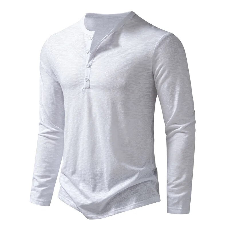 Męska Koszulka Henley Z Długim Rękawem