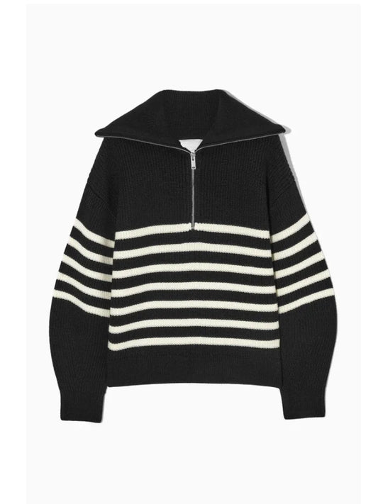 Madeleine | Jersey de cuello alto con solapa a rayas