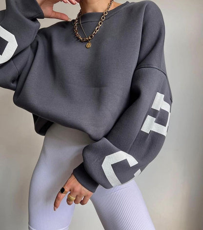 Irene - Jersey de manga larga con cuello en O para mujer