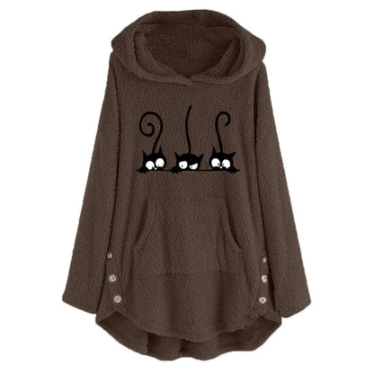 Elisa | Sudadera con capucha cálida y casual con bordado de gato polar - Ideal para otoño/invierno