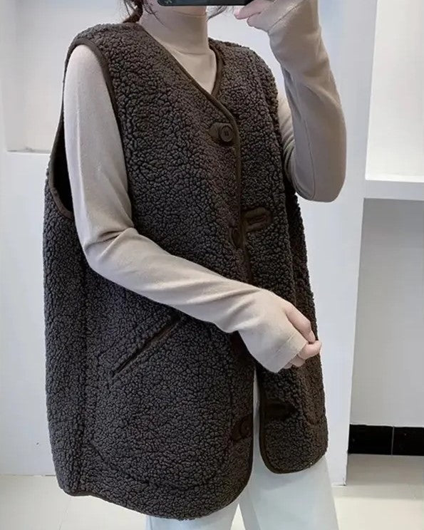 Chaleco Adriane | Chaqueta de lana sin mangas para mujer