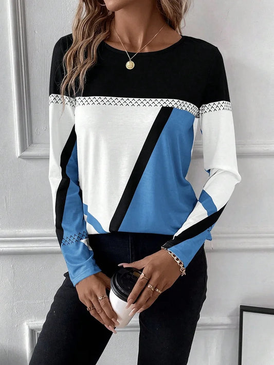 Noémie | Jersey de manga larga y cuello redondo con estampado geométrico