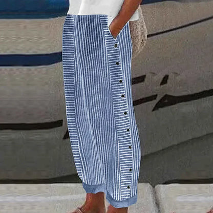 Cómodos pantalones de verano con estampado de rayas