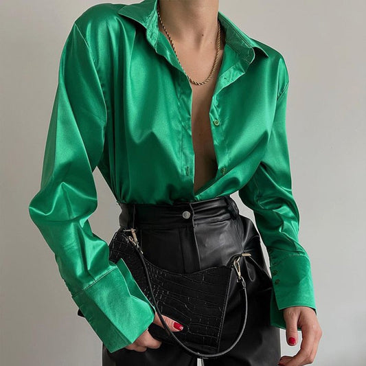 WijnandasBlusa I Blusa De Raso Para Mujer