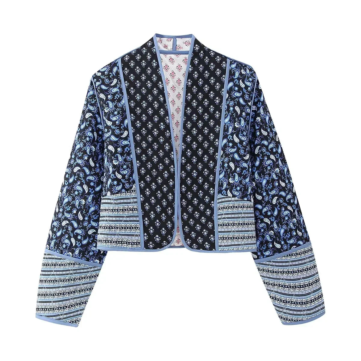 Chaqueta vintage patchwork floral de mujer