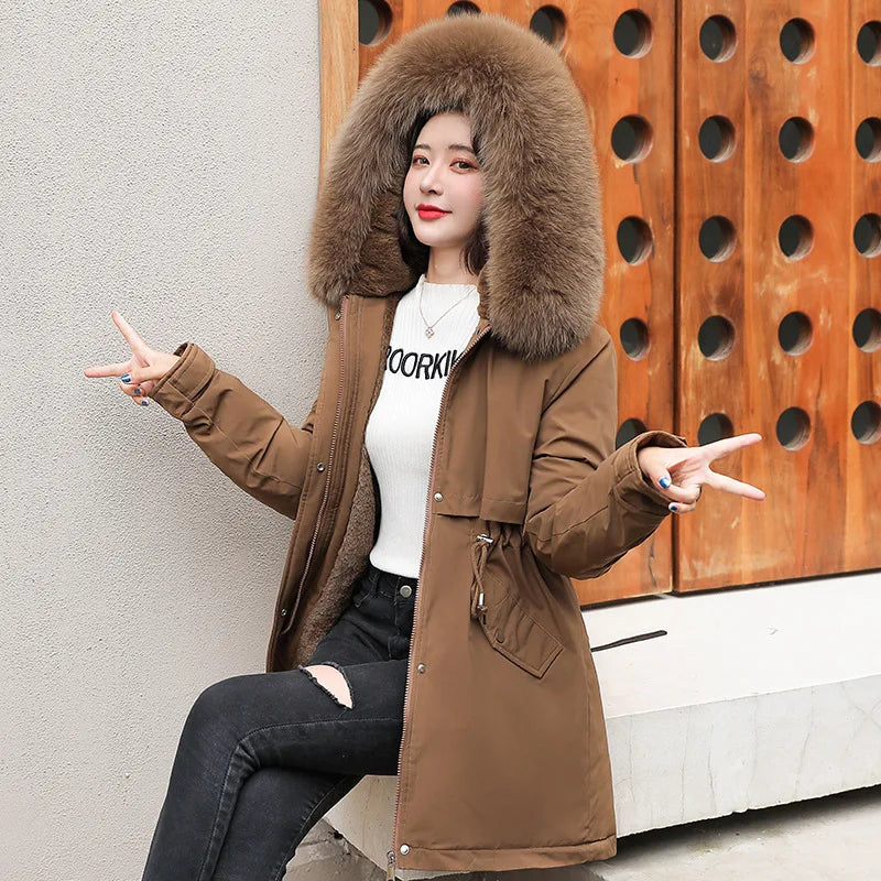 Chaqueta de invierno Tilda | forrada con cuello de piel y capucha desmontables